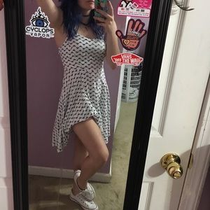 white dress with black line prints